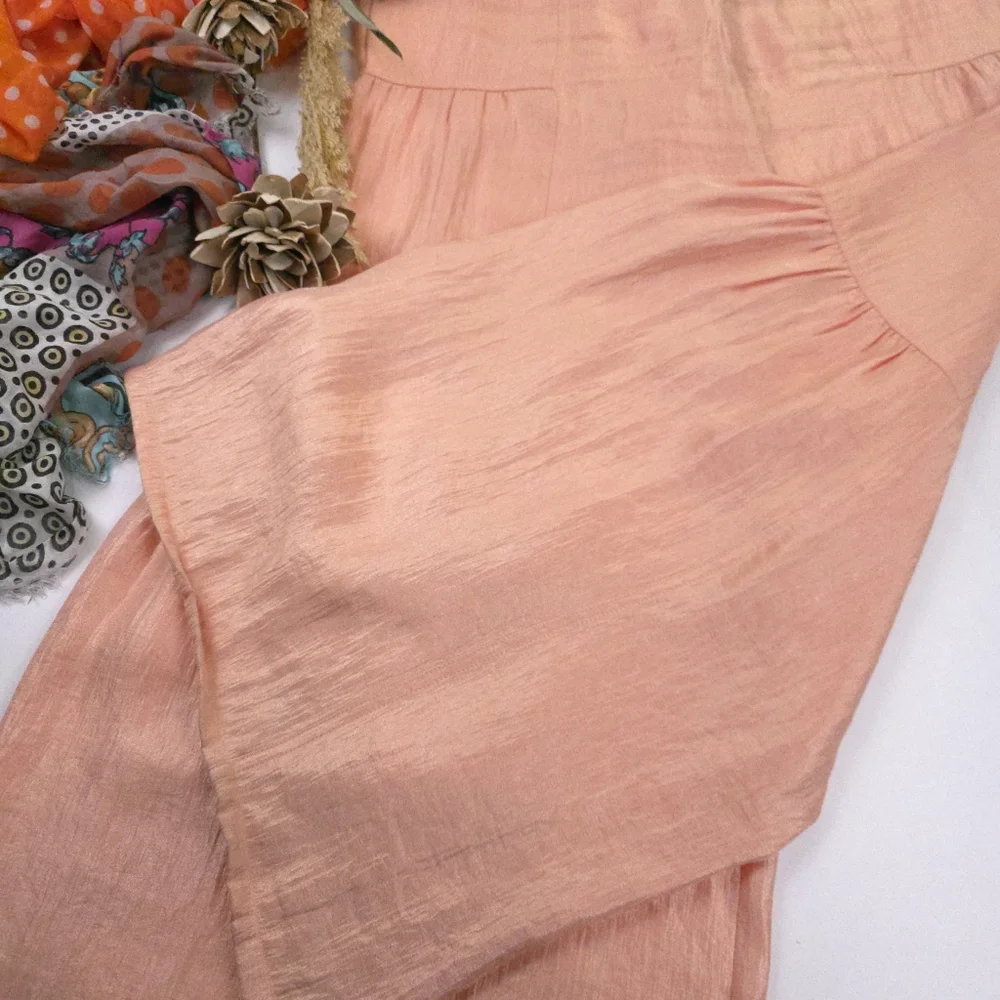 Current Air Anthropologie Peach Shimmer Wide-Leg Rayon Women's Pants Sz L - Picture 10 of 15